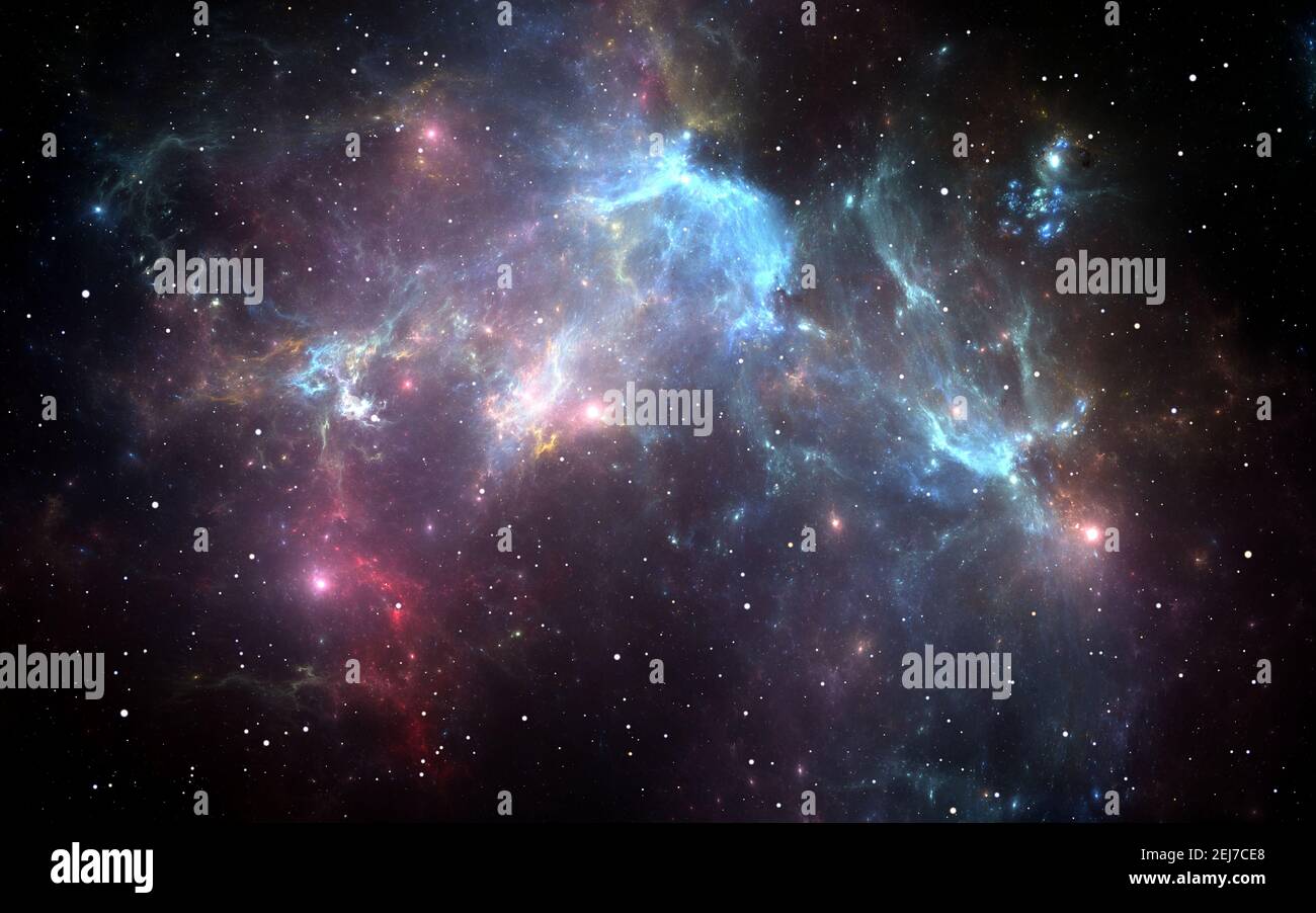 Deep space nebula with stars, 3D illustration Stock Photo - Alamy