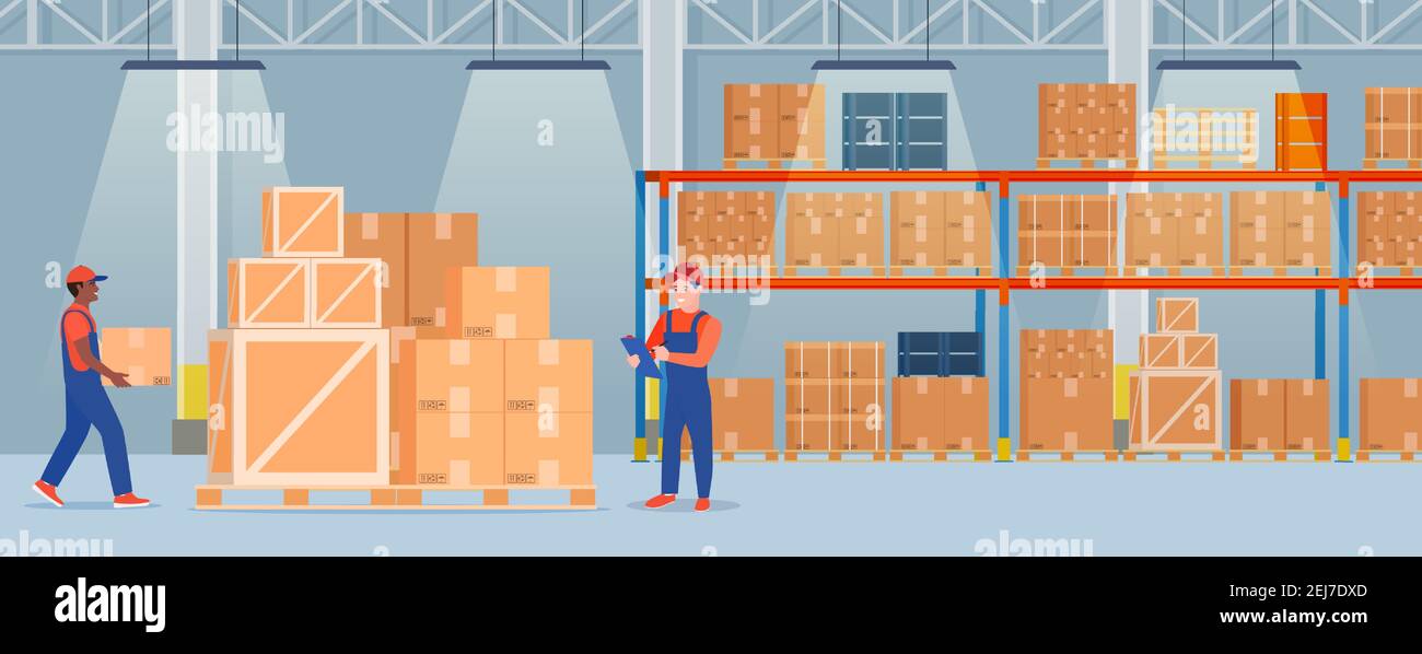 Warehouse interior with cardboard boxes Stock Vector Image & Art - Alamy