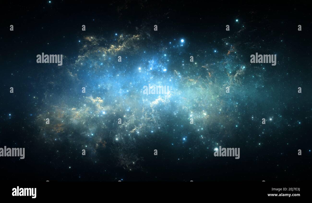 Space background with planetary nebula and stars, 3D illustration Stock Photo