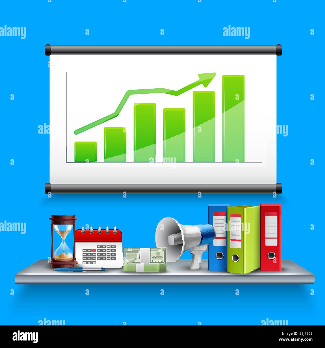 Various office supplies for financial accounting business realistic
