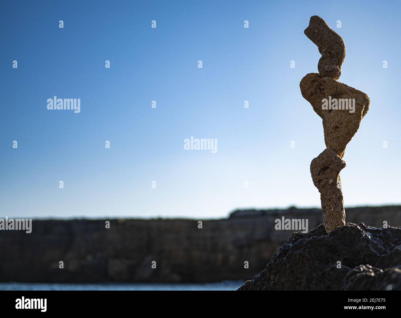 Selective focus shot of lava rocks in a balance in Sicily, Italy Stock ...