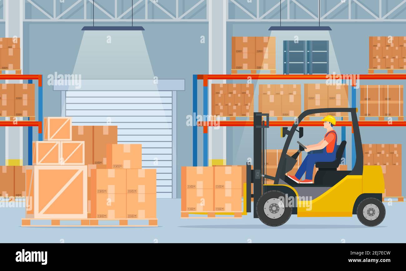 Warehouse interior with cardboard boxes Stock Vector Image & Art - Alamy