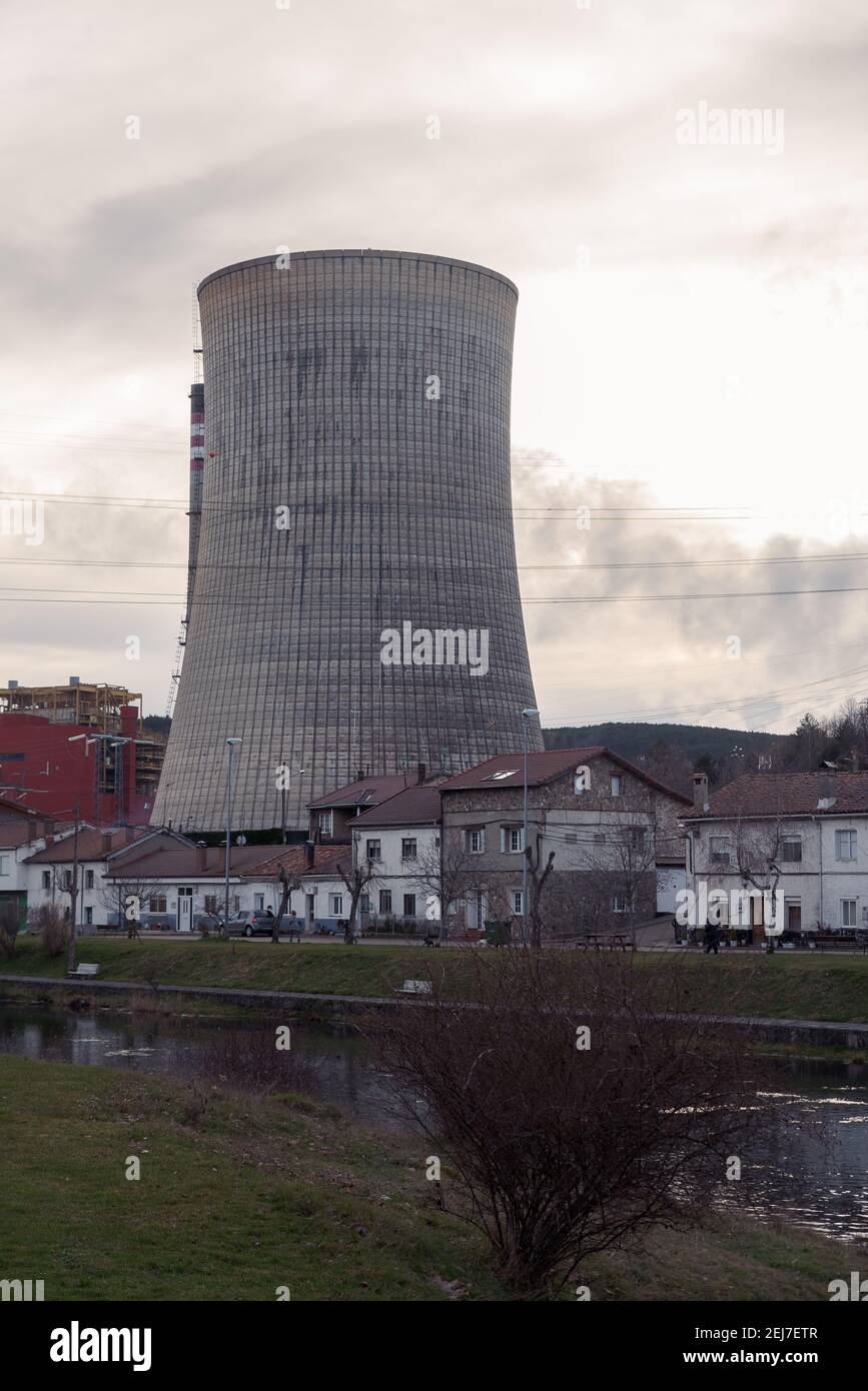 cooling tower of a thermoelectric plant in the process of dismantling