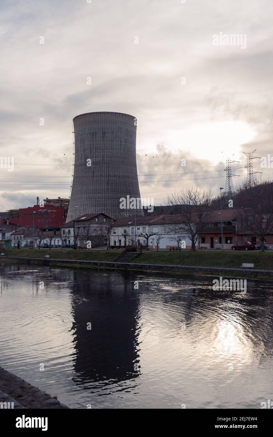 cooling tower of a thermoelectric plant in the process of dismantling
