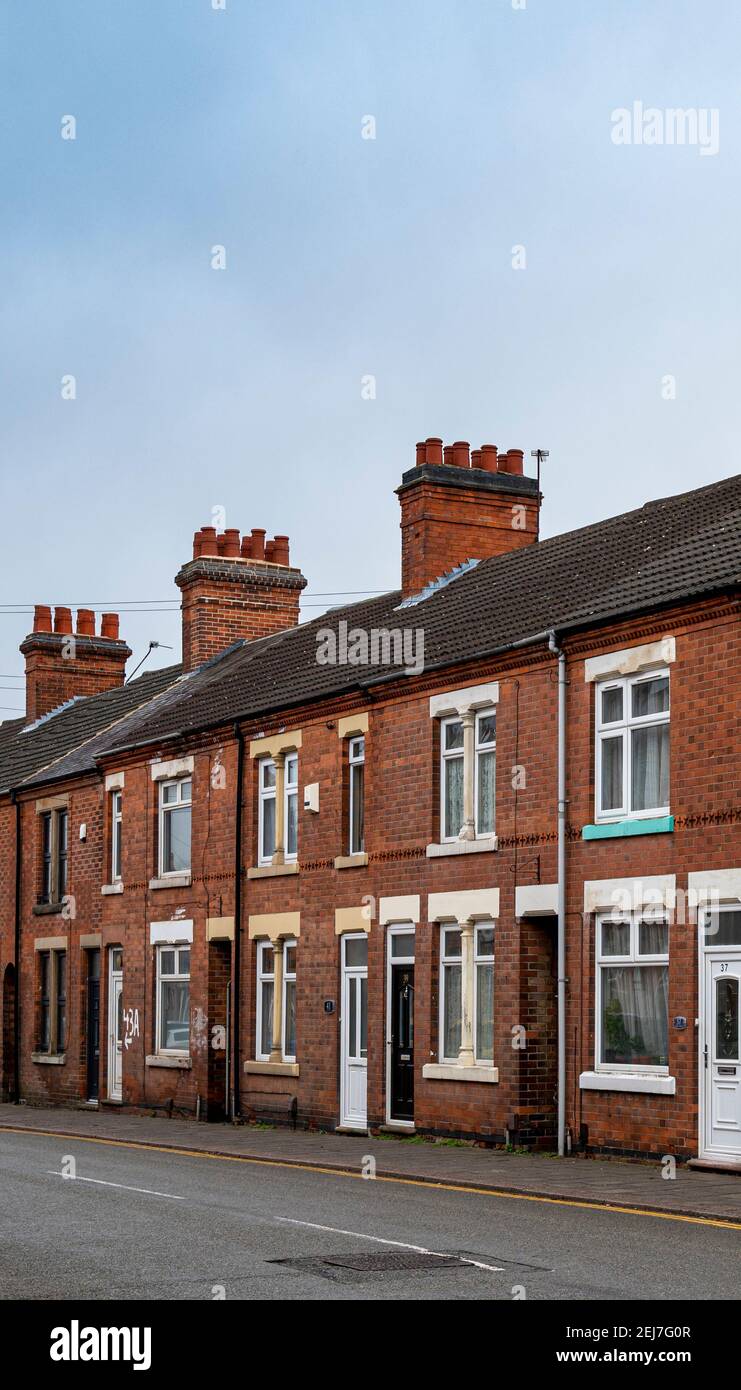Loughborough, Leicestershire, England, UK.  Typical inner-city terraced houses originally built for the working class Stock Photo