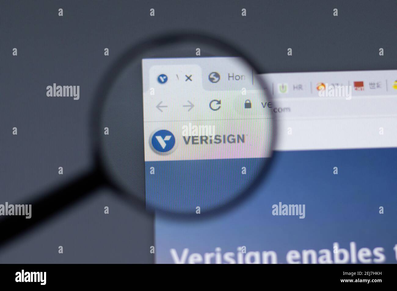 New York, USA - 17 February 2021: Verisign logo close up on website page, Illustrative Editorial Stock Photo