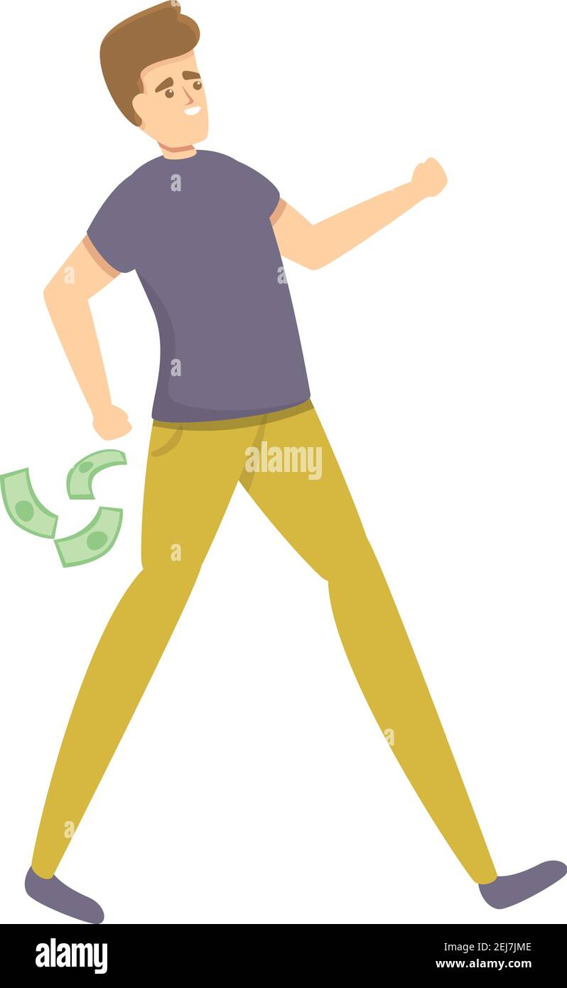 Careless man money cash icon. Cartoon of careless man money cash vector ...