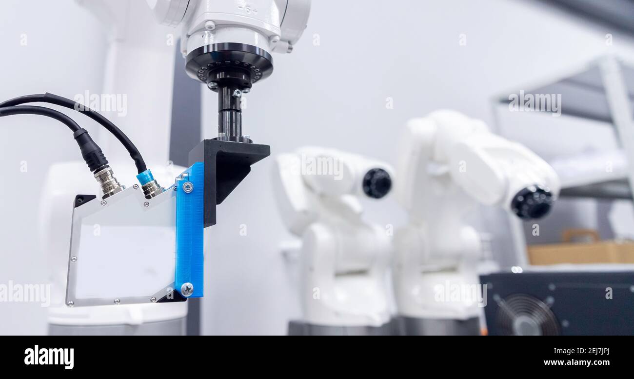 Automatic mechanical hand robot for programming. Modern industrial ...