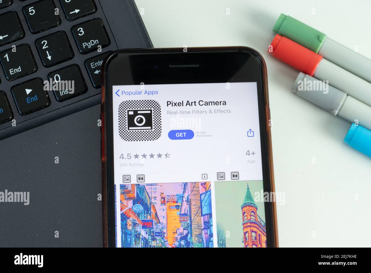 New York, USA - 17 February 2021: Pixel Art Camera mobile app icon on ...