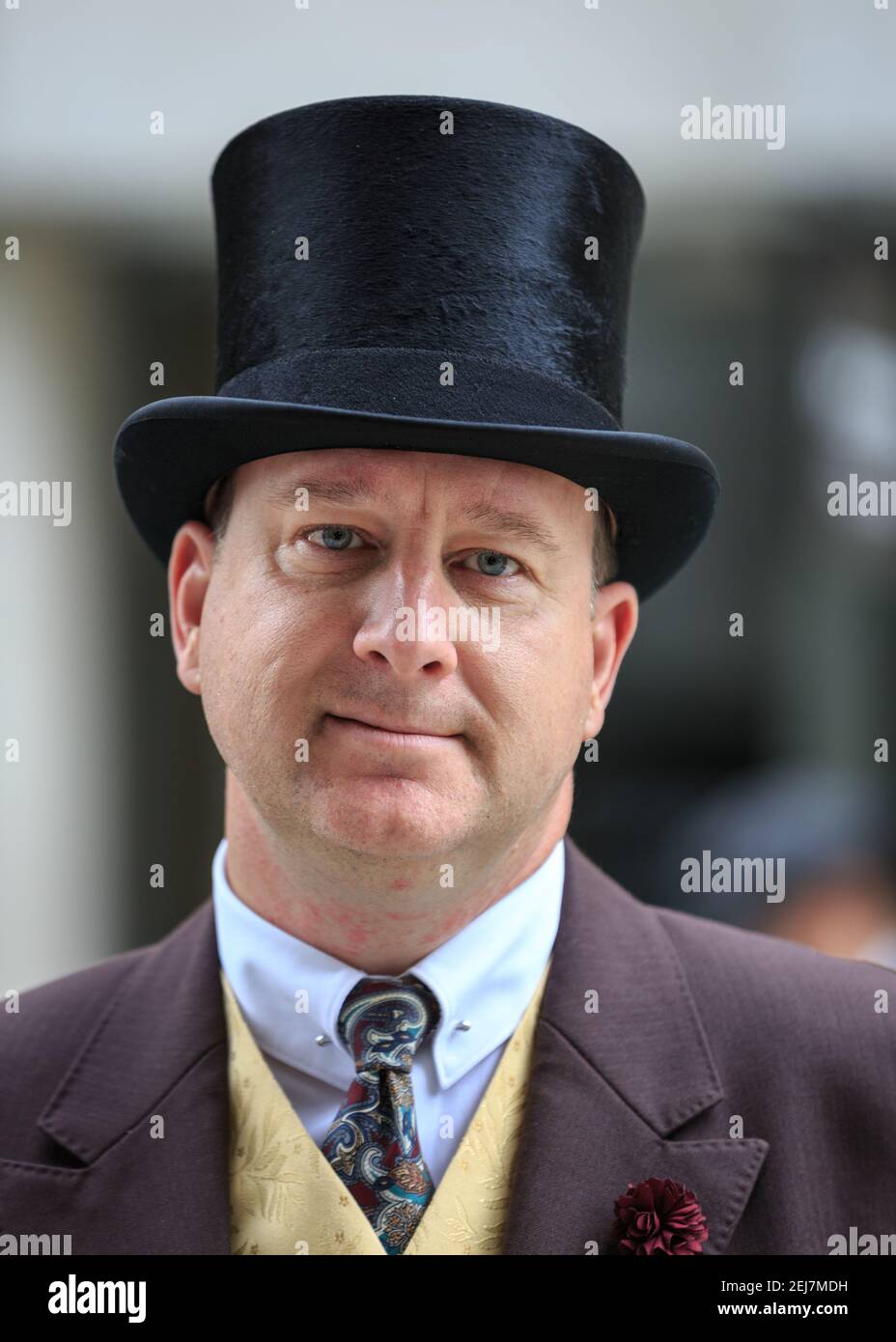British gentleman in top hat at ' The Grand Flaneur' Chap Walk, Mayfair ...