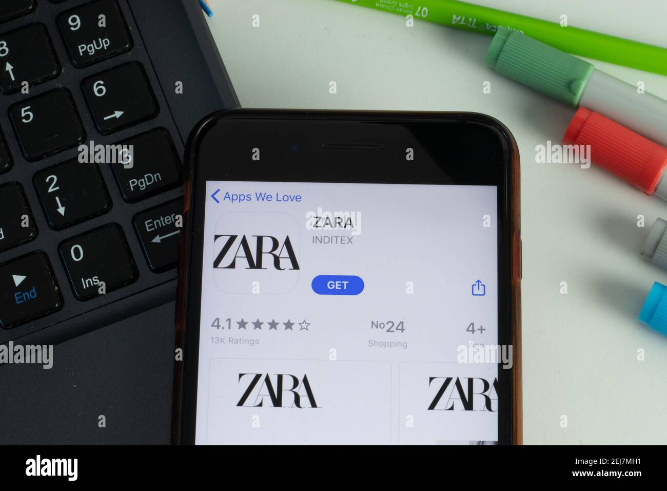 New York, USA - 17 February 2021: ZARA mobile app icon on phone screen,  Illustrative Editorial Stock Photo - Alamy