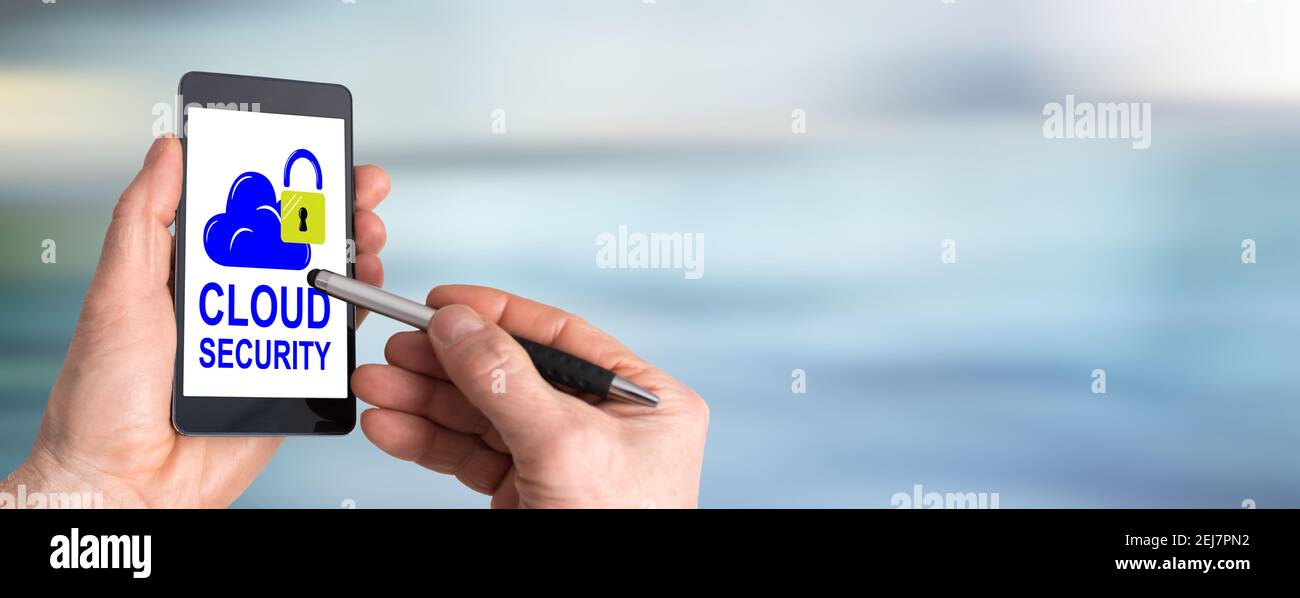 Smartphone screen displaying a cloud security concept Stock Photo - Alamy