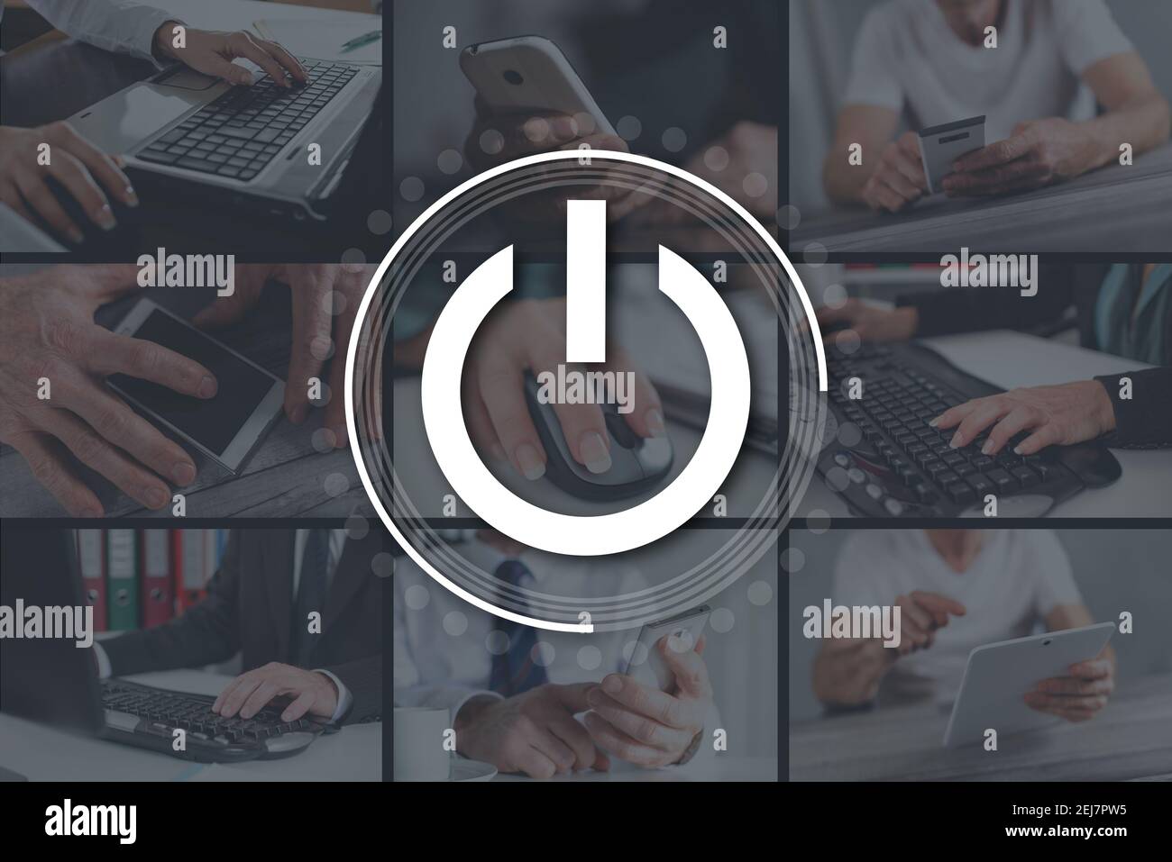 Start concept illustrated by pictures on background Stock Photo - Alamy