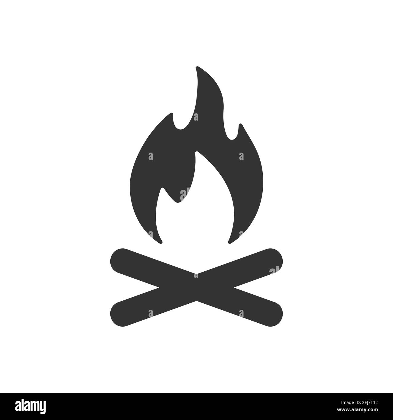 Campfire with firewood icon. Fire burn black symbol. Vector isolated on white Stock Vector