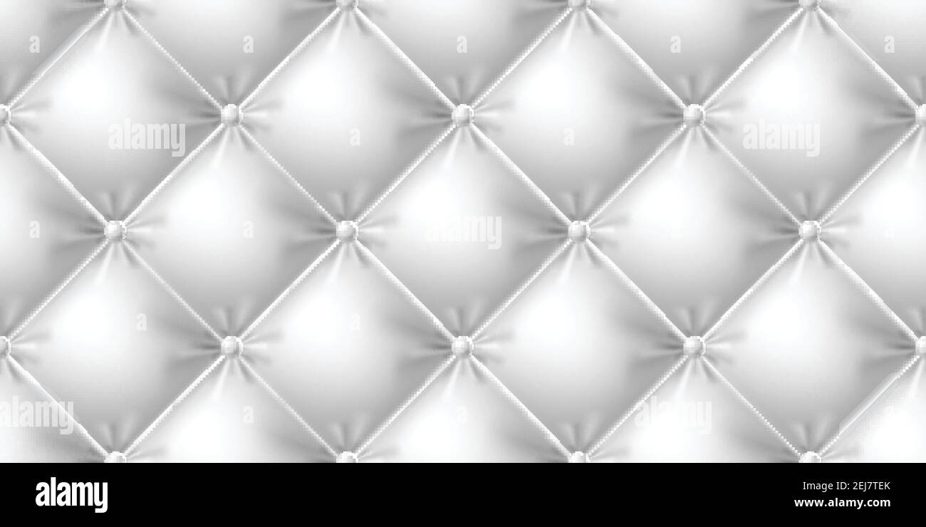 Seamless white leather sofa texture. Photorealistic vector