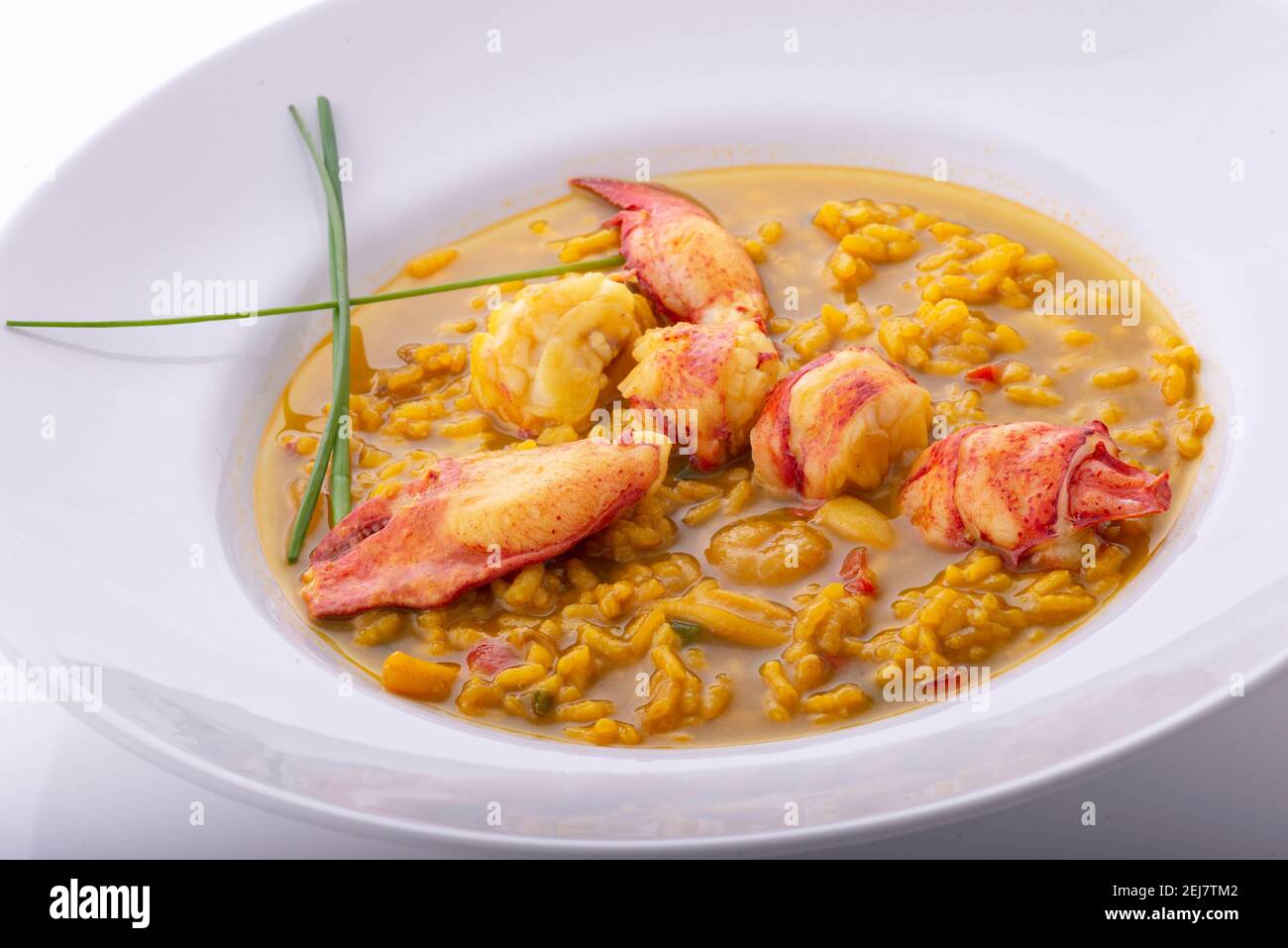 Soupy rice with lobster, typical dish of spain Stock Photo Alamy