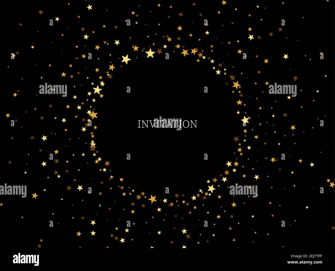 Festive background frame gold glitter Circle shape and star.Gold ...