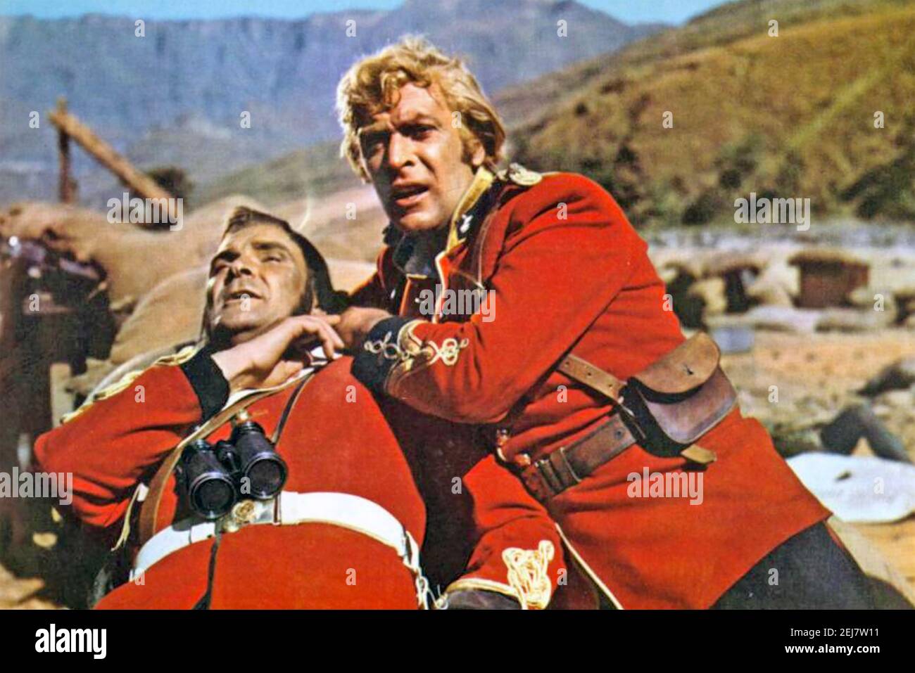 ZULU 1964 Paramount/Embassy film with Michael Caine at right as Bromhead and Stanley Baker as Chard Stock Photo