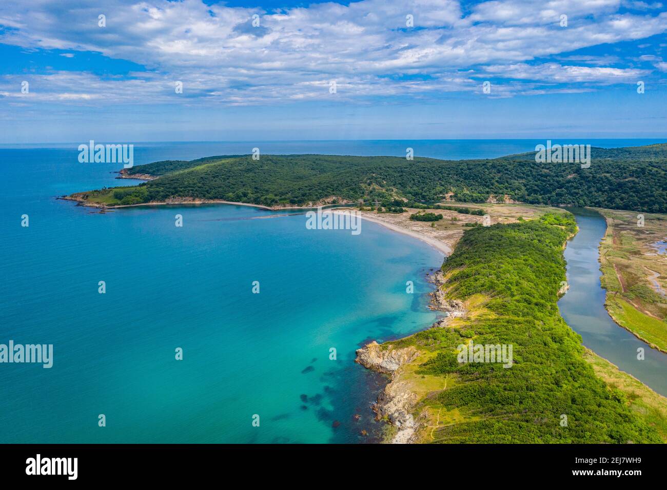 Aerial view of estuary of the Ropotamo river in Bulgaria Stock Photo