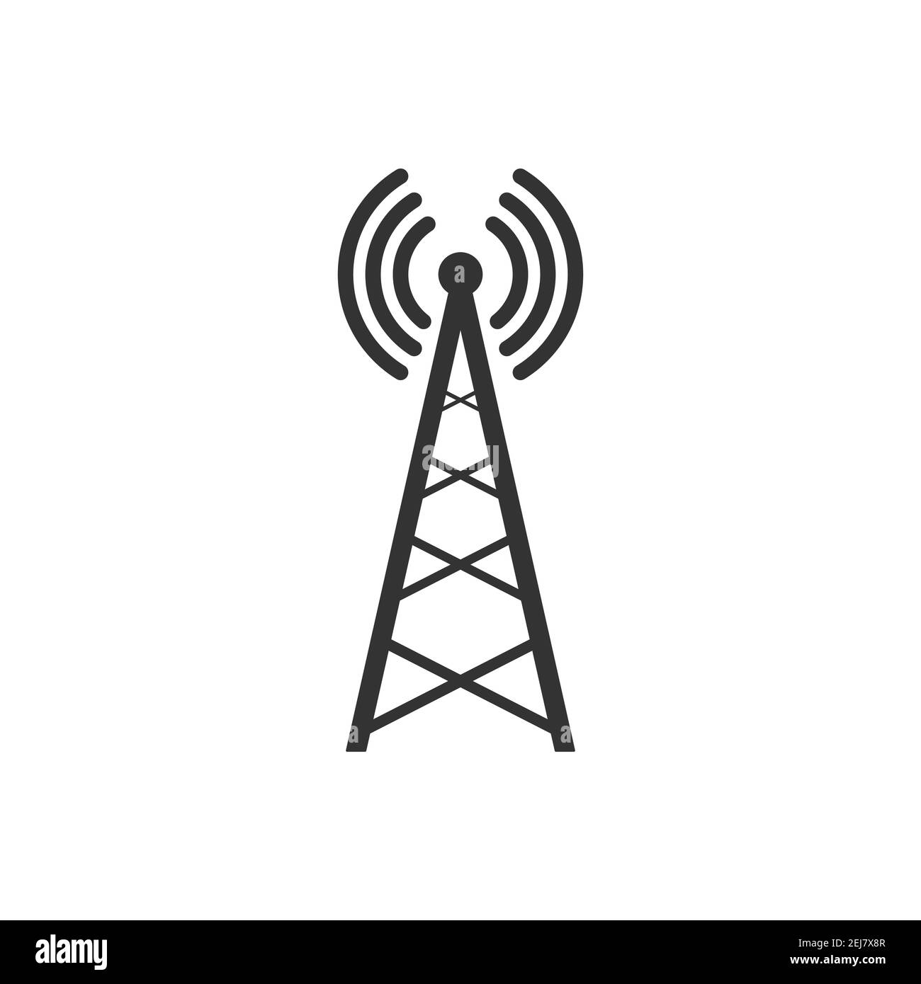 Transmitter antenna icon. Broadcast tower symbol. Wireless technology equipment. Vector isolated on white Stock Vector