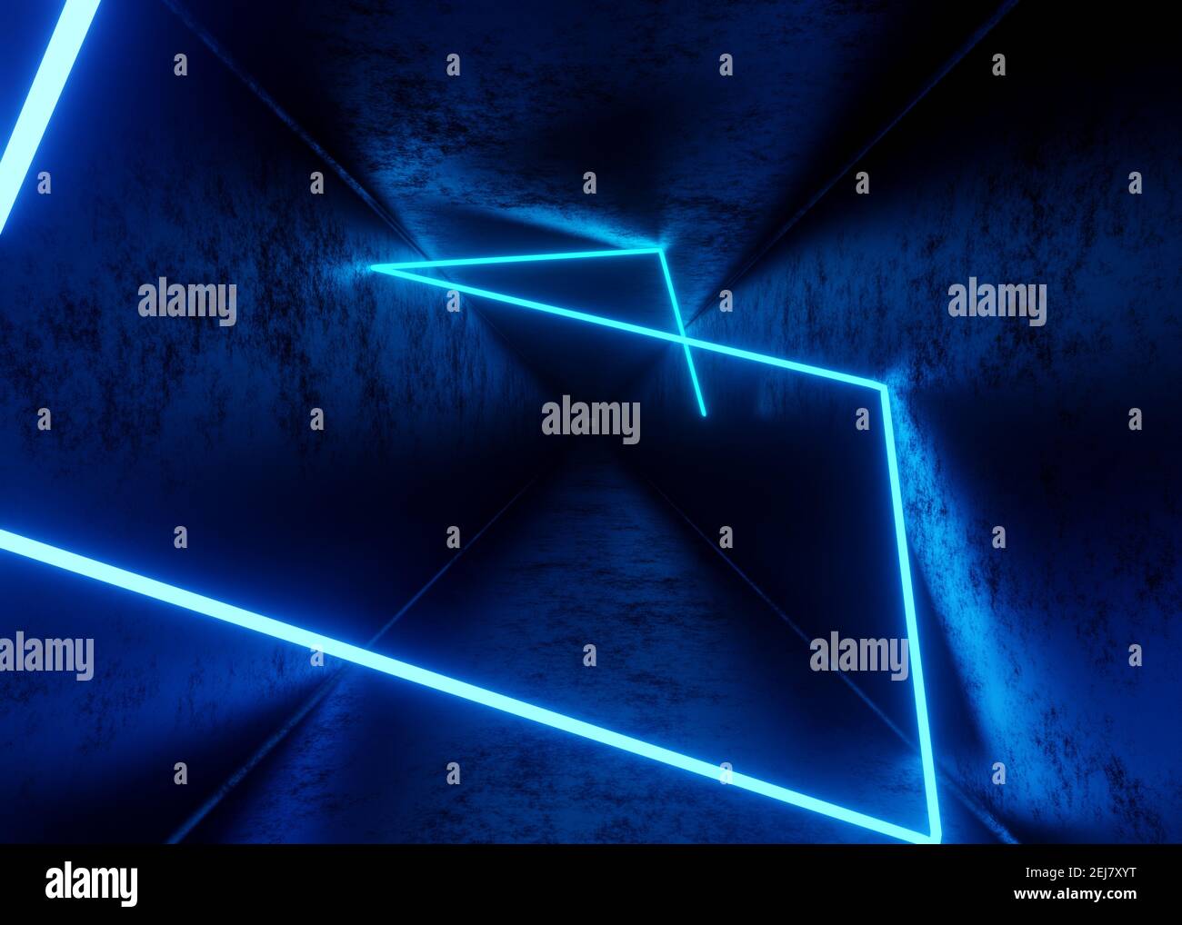 3d render, abstract tunnel background with blue neon lights Stock Photo ...