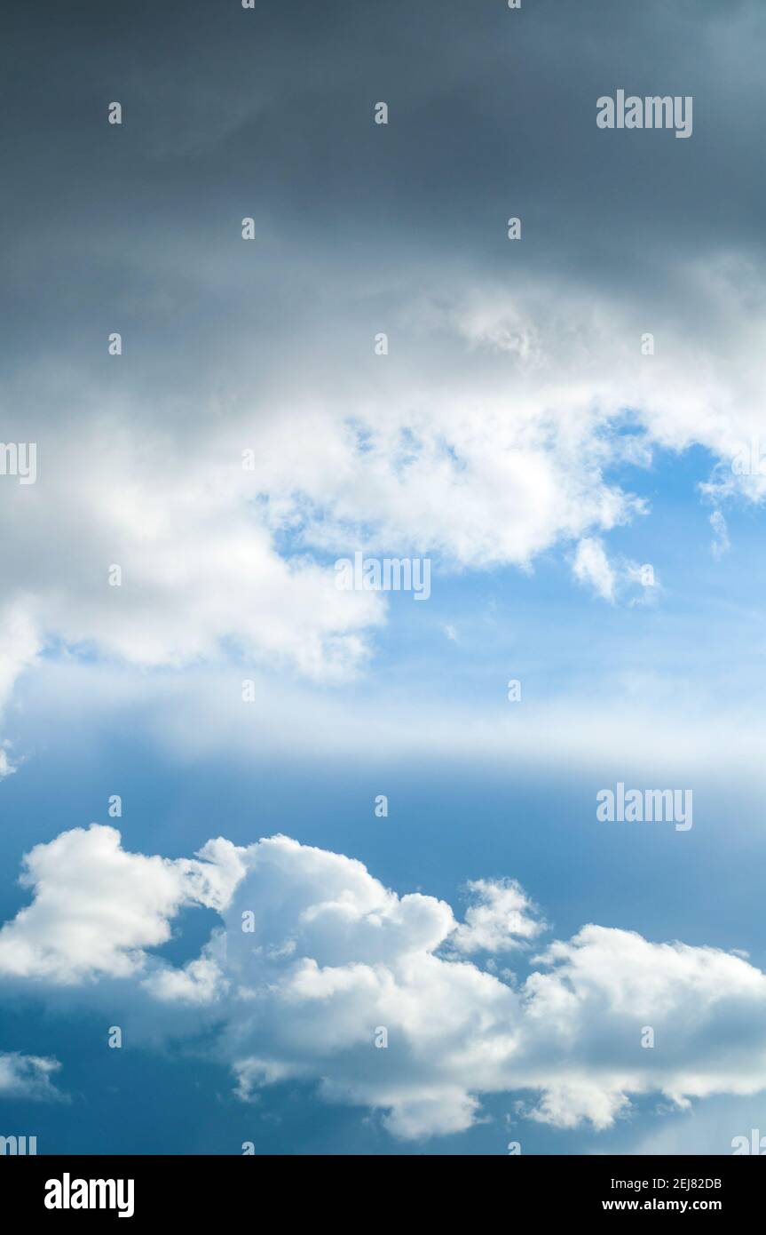 Blue sky background, picturesque vast sky landscape, dramatic thunderous sky view Stock Photo