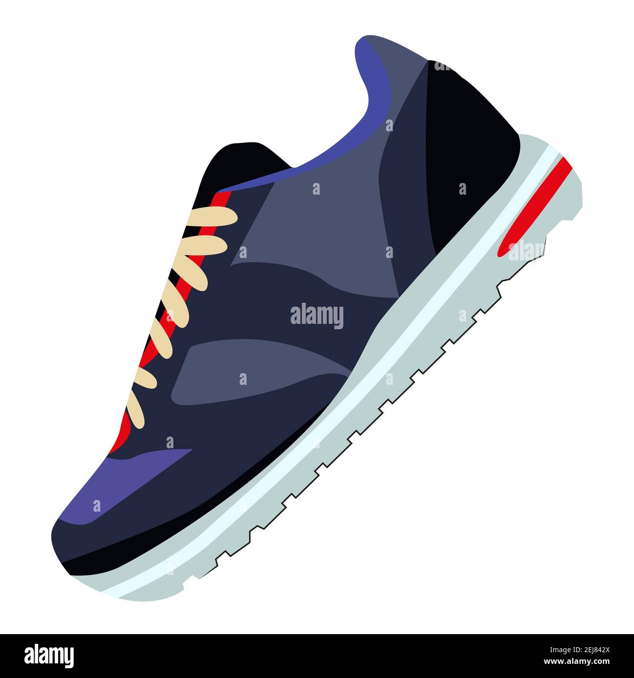 Shoes flat icon with bright colorful sneakers. Isolated on white background. Fashionable sneakers side view. Flat style. Vector illustration Stock Vector