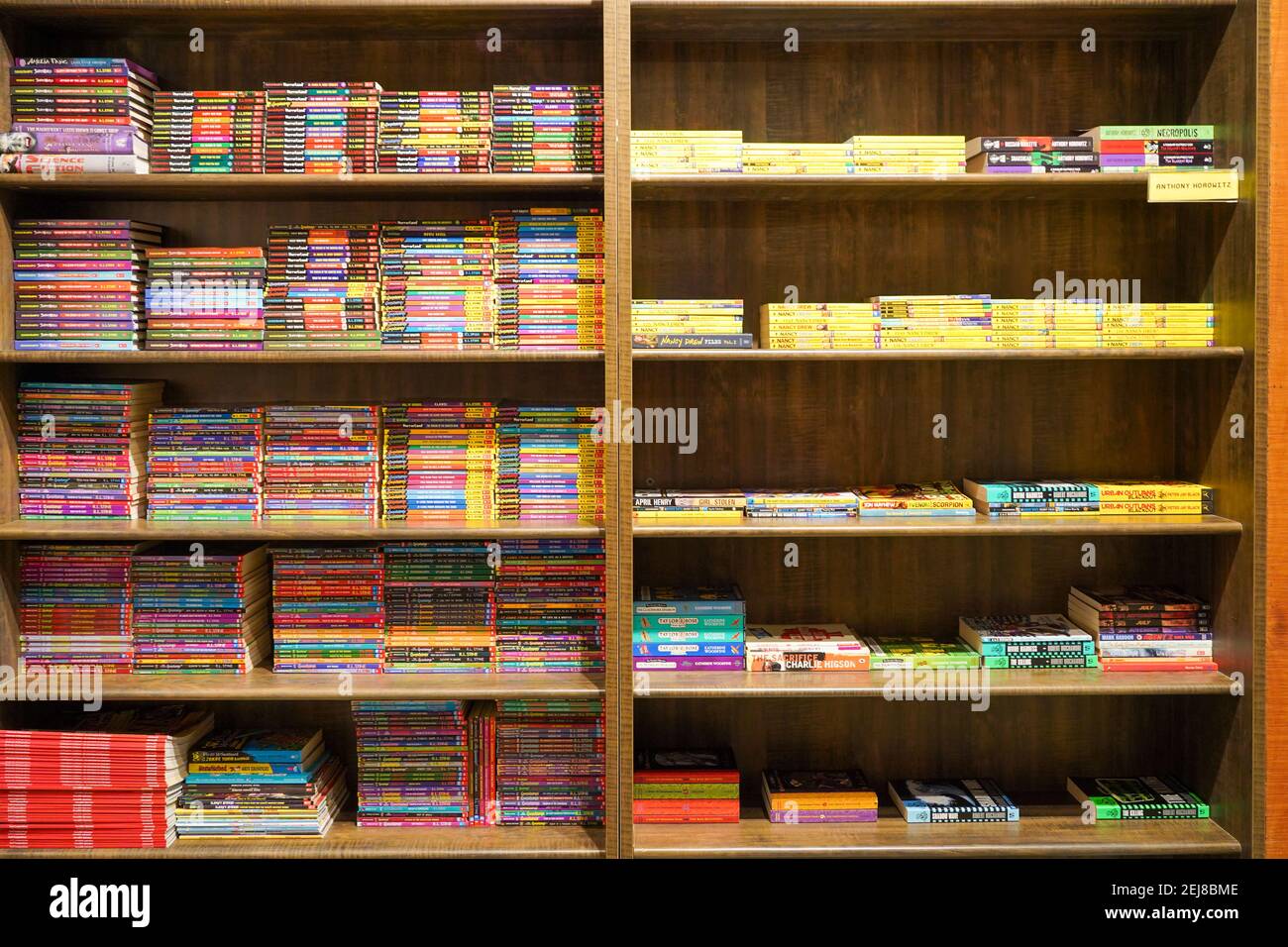 Kolkata, India, February 12.2021. A photo of bookshelf with many