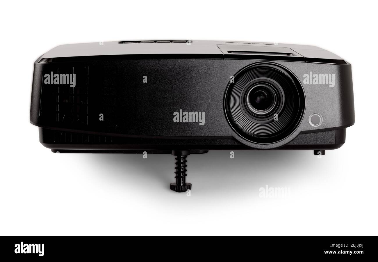 The black multimedia projector on white background Stock Photo Alamy