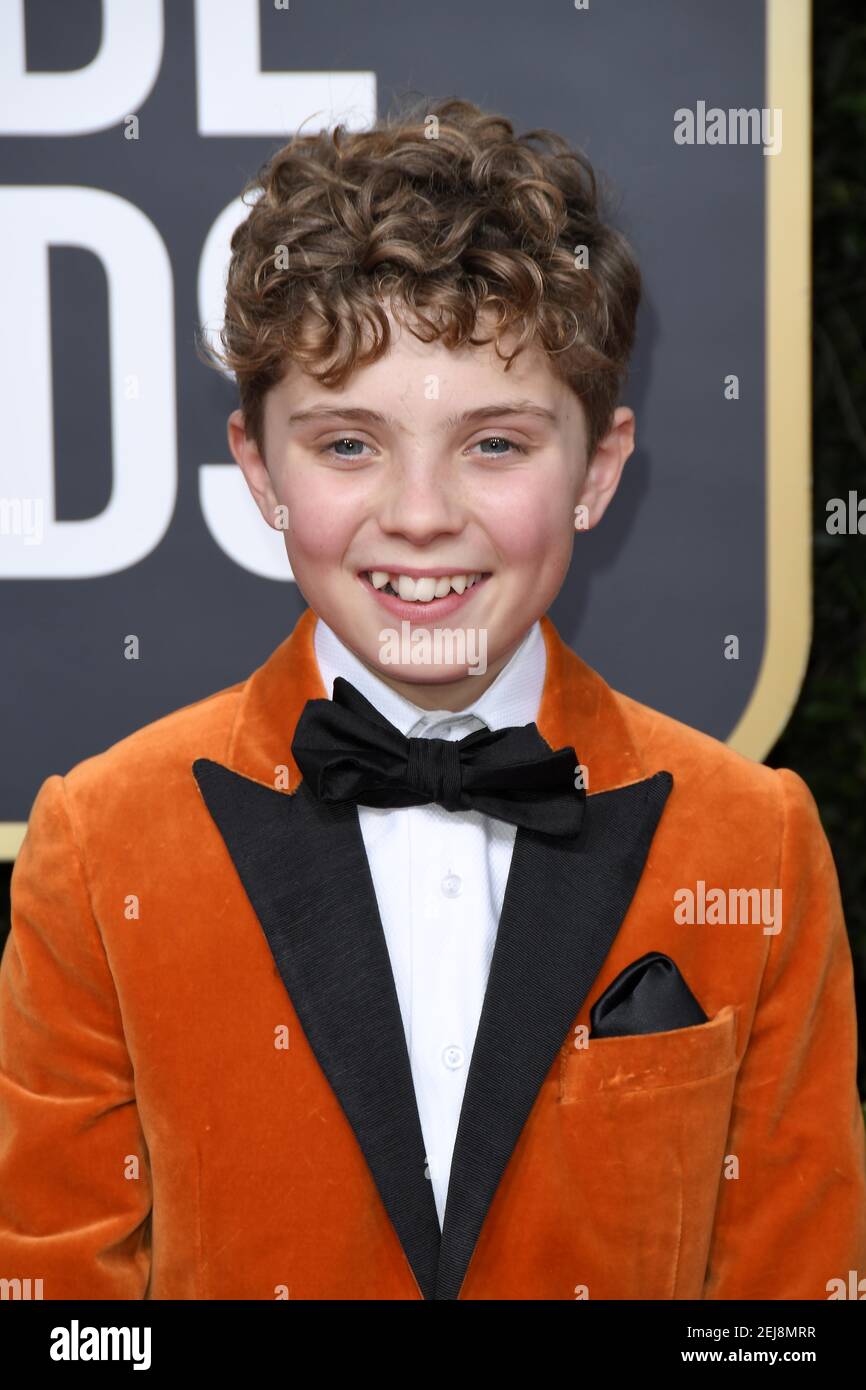 Roman Griffin Davis arrives at the 77th Golden Globe Awards held at The