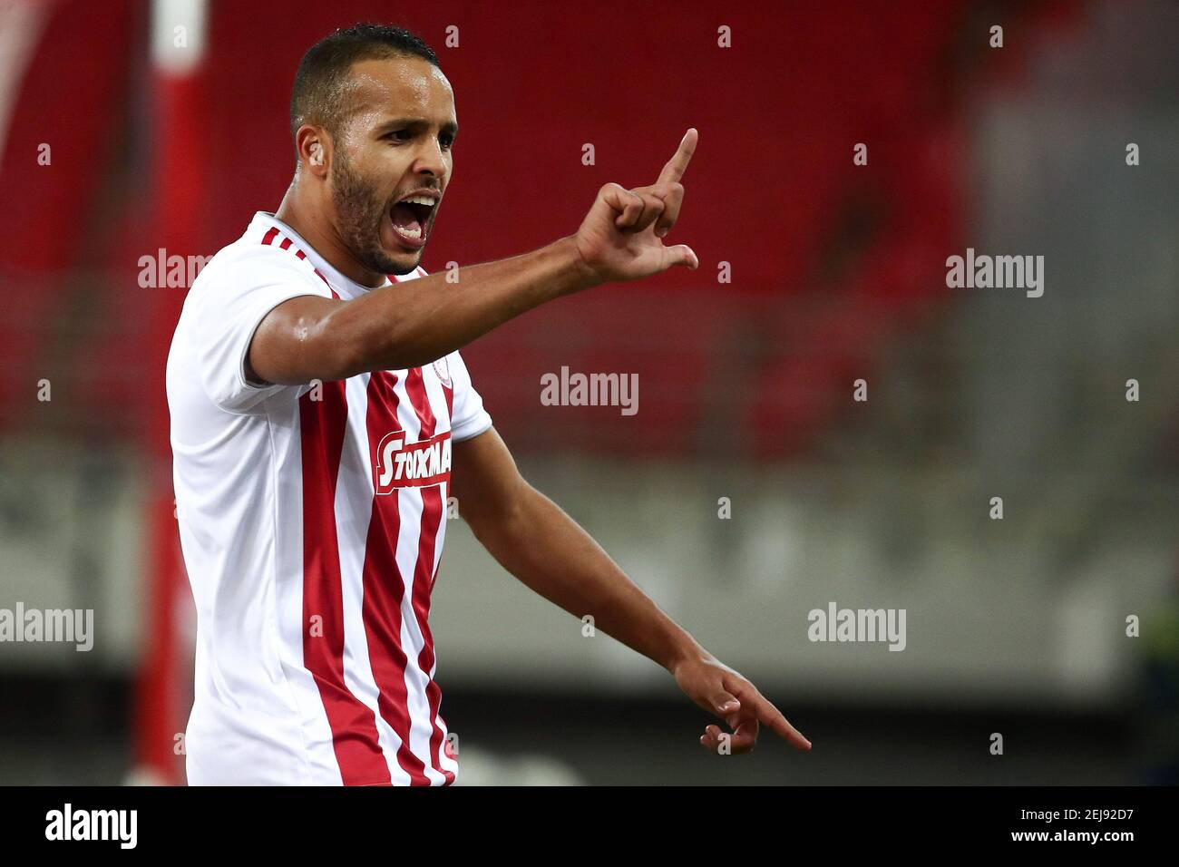 Youssef El Arabi of Olympiacos celebrates his goal during the match  Olympiakos v Panathinaikos, of Superleague,