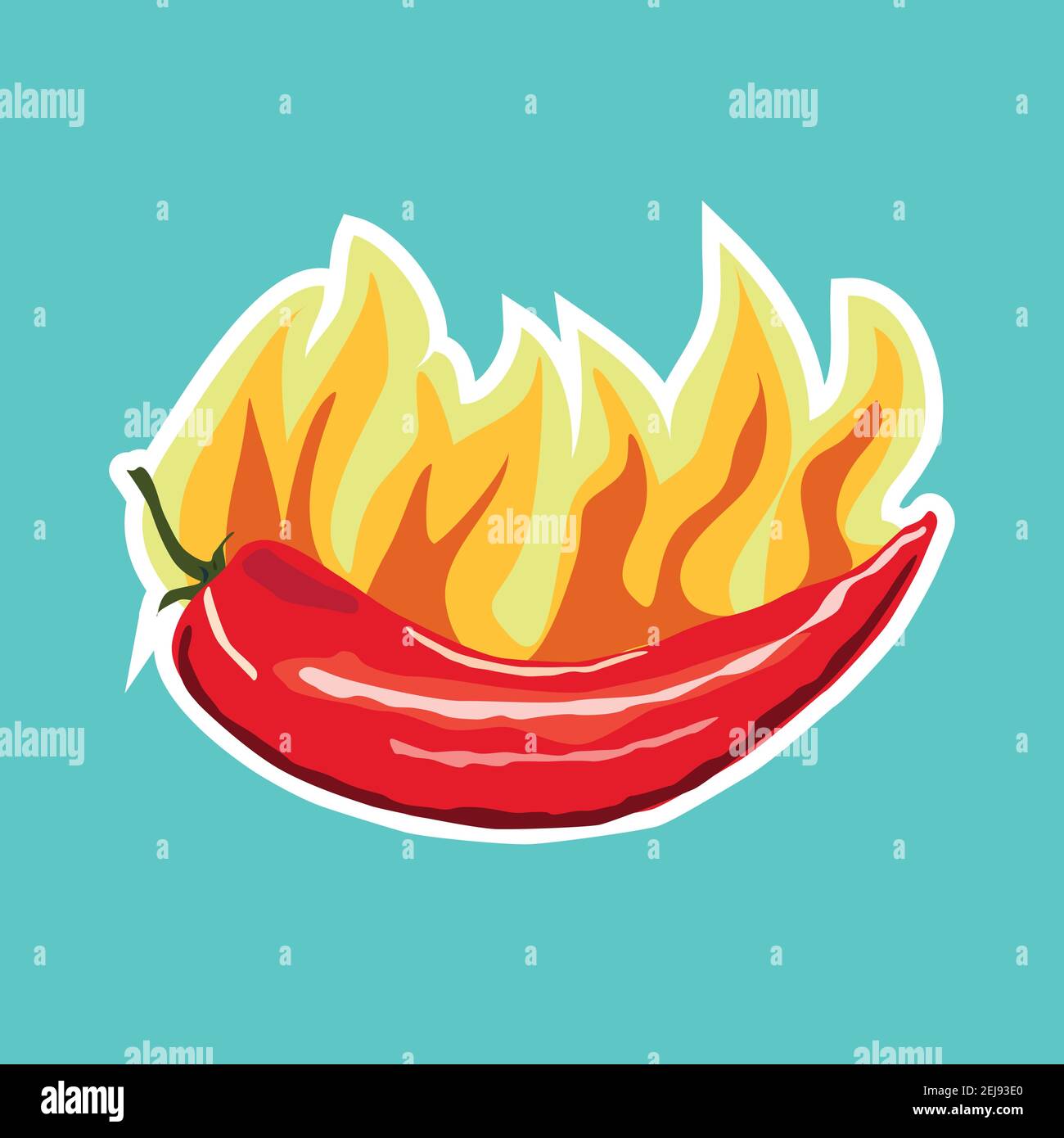 Chilli pepper icon sticker. Flat style vector illustration. Vegetarian food. Healthy lifestyle. Stock Vector