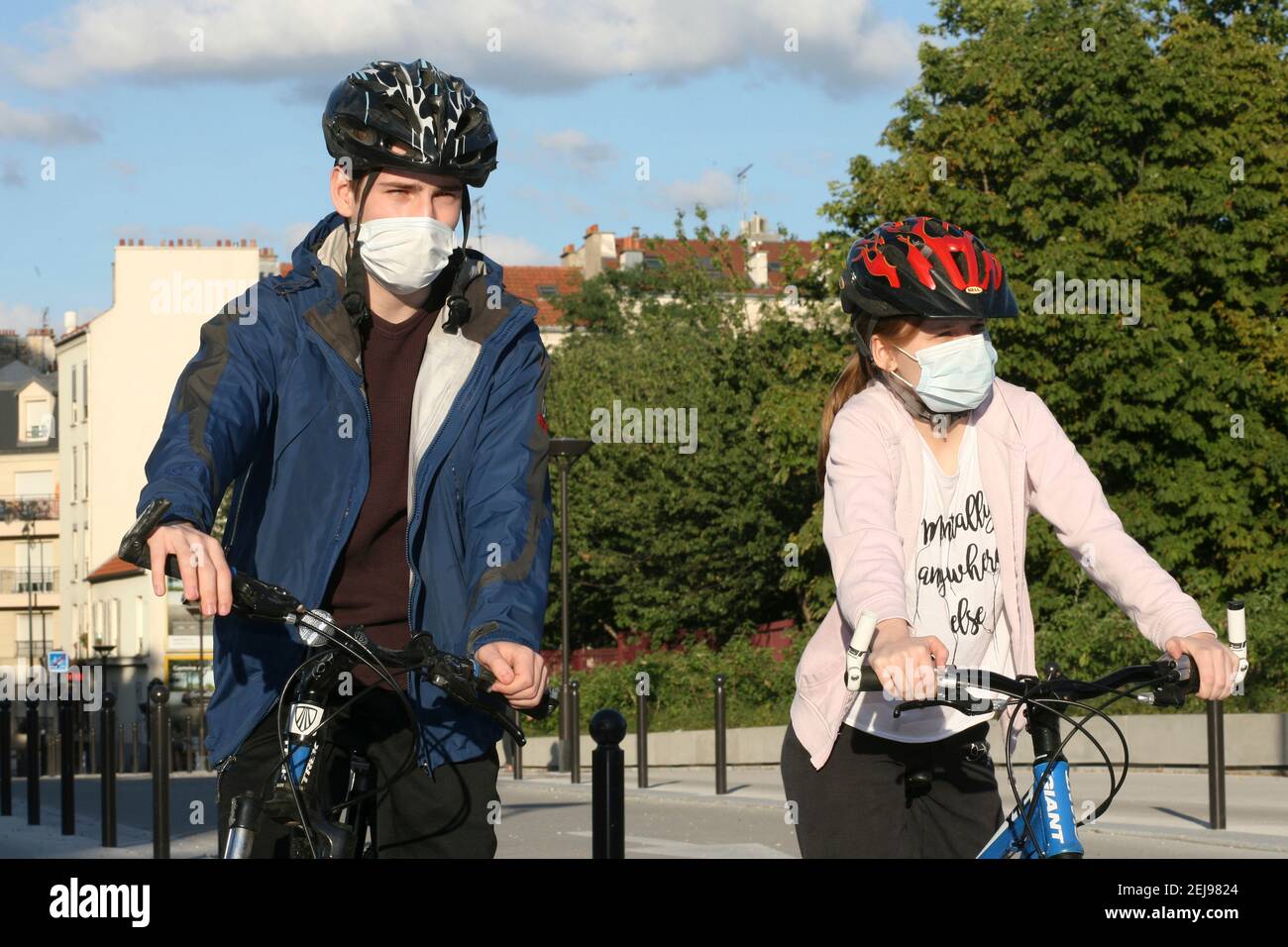 Children with masks Stock Photo