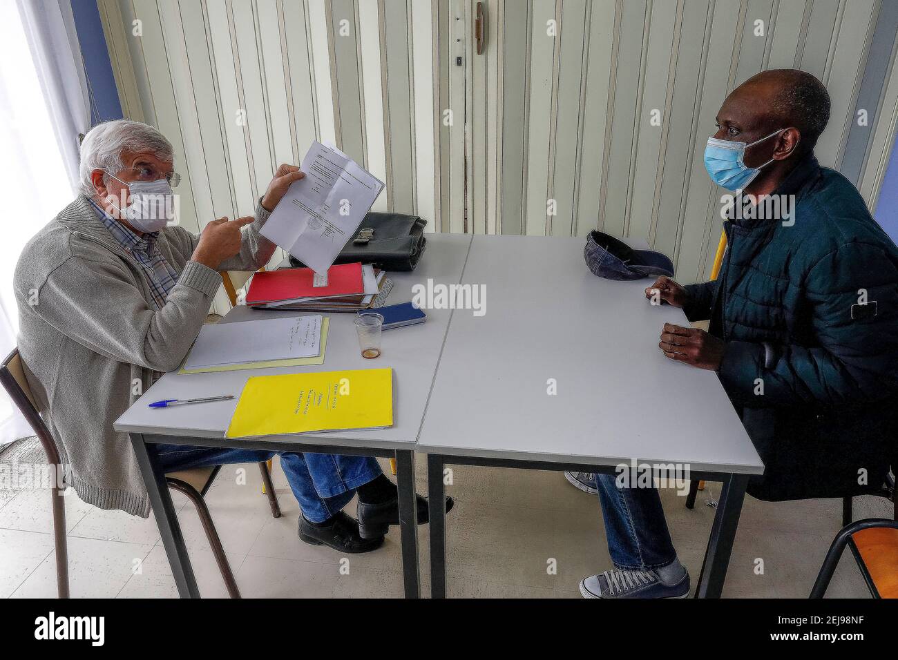 Catholic association helping migrants with administrative matters in vernon, france Stock Photo