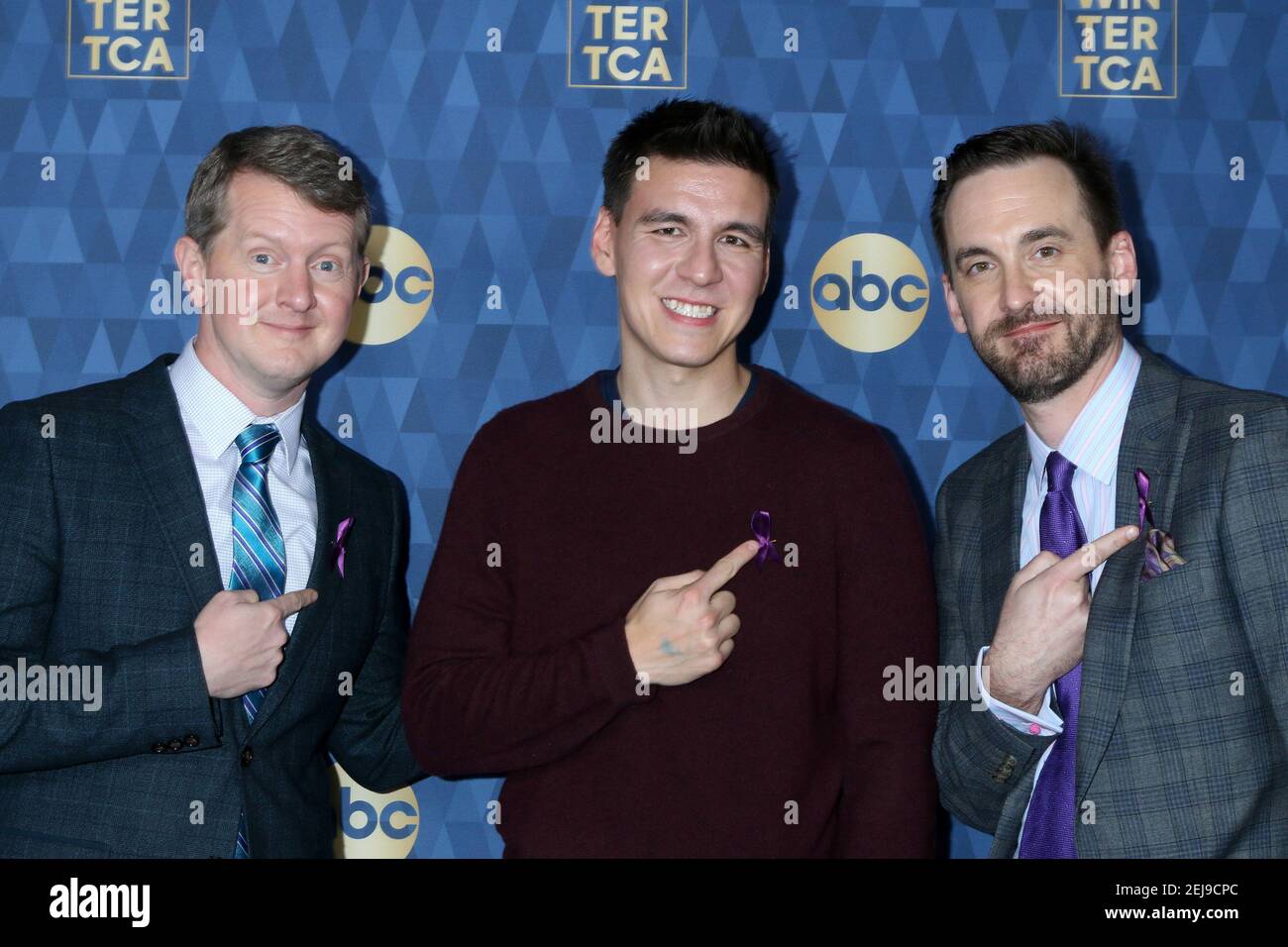 Ken Jennings, James Holzhauer, and Brad Rutter at the ABC Winter TCA ...