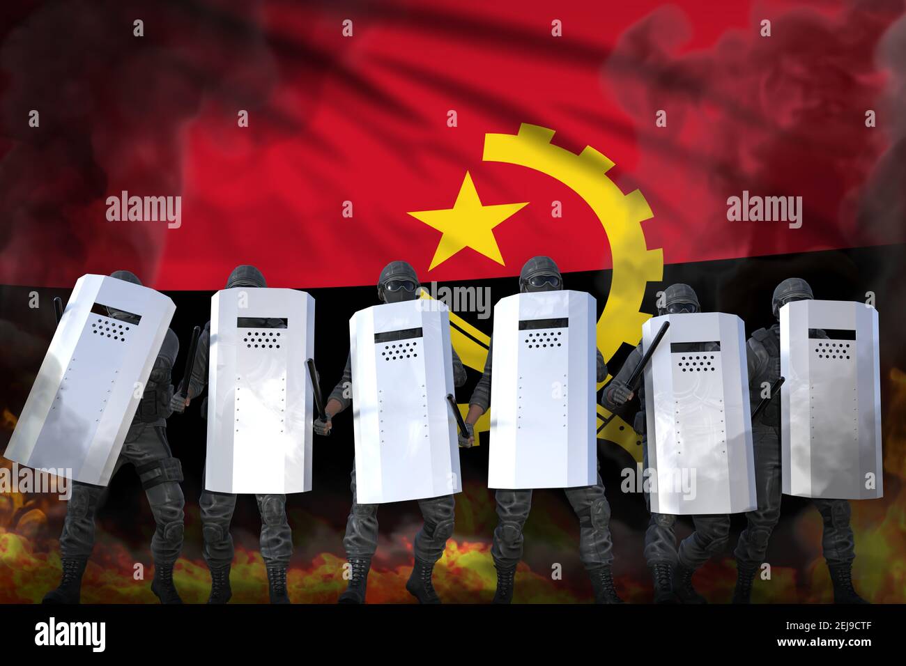 Angola Riot Police Angola police officers protecting state against riot - protest stopping ...