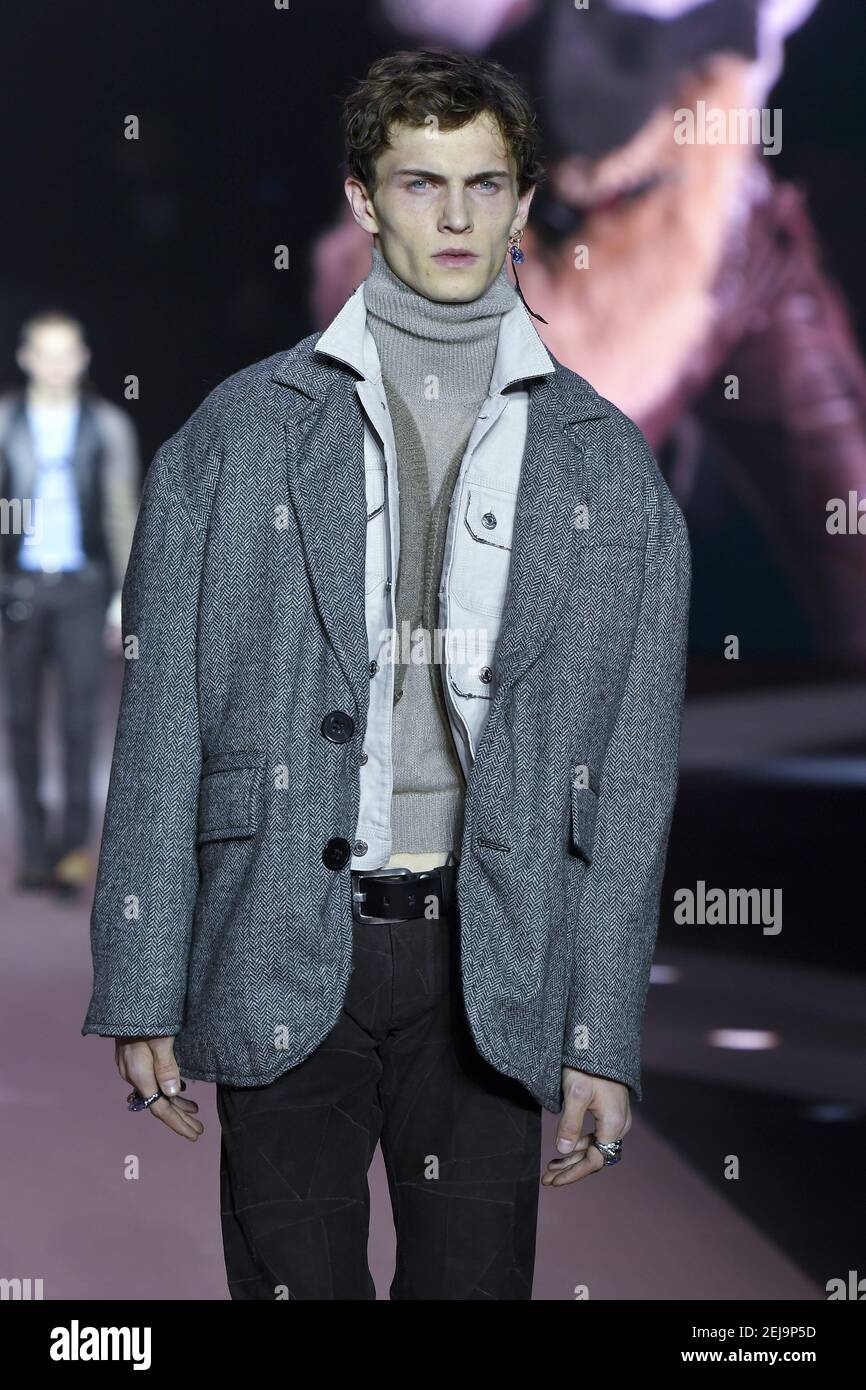 Model walks on the runway during the Dsquared 2 menswear show, Milan Fashion  Week Mens 2020-2021 FW January 10-14 2020 (Photo by Jonas Gustavsson/Sipa  USA Stock Photo - Alamy