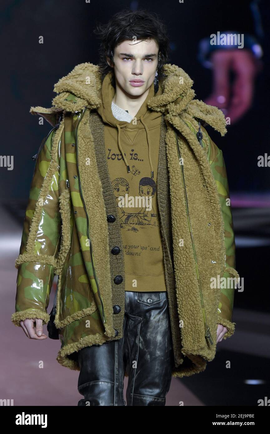 Model walks on the runway during the Dsquared 2 menswear show, Milan  Fashion Week Mens 2020-2021 FW January 10-14 2020 (Photo by Jonas  Gustavsson/Sipa USA Stock Photo - Alamy