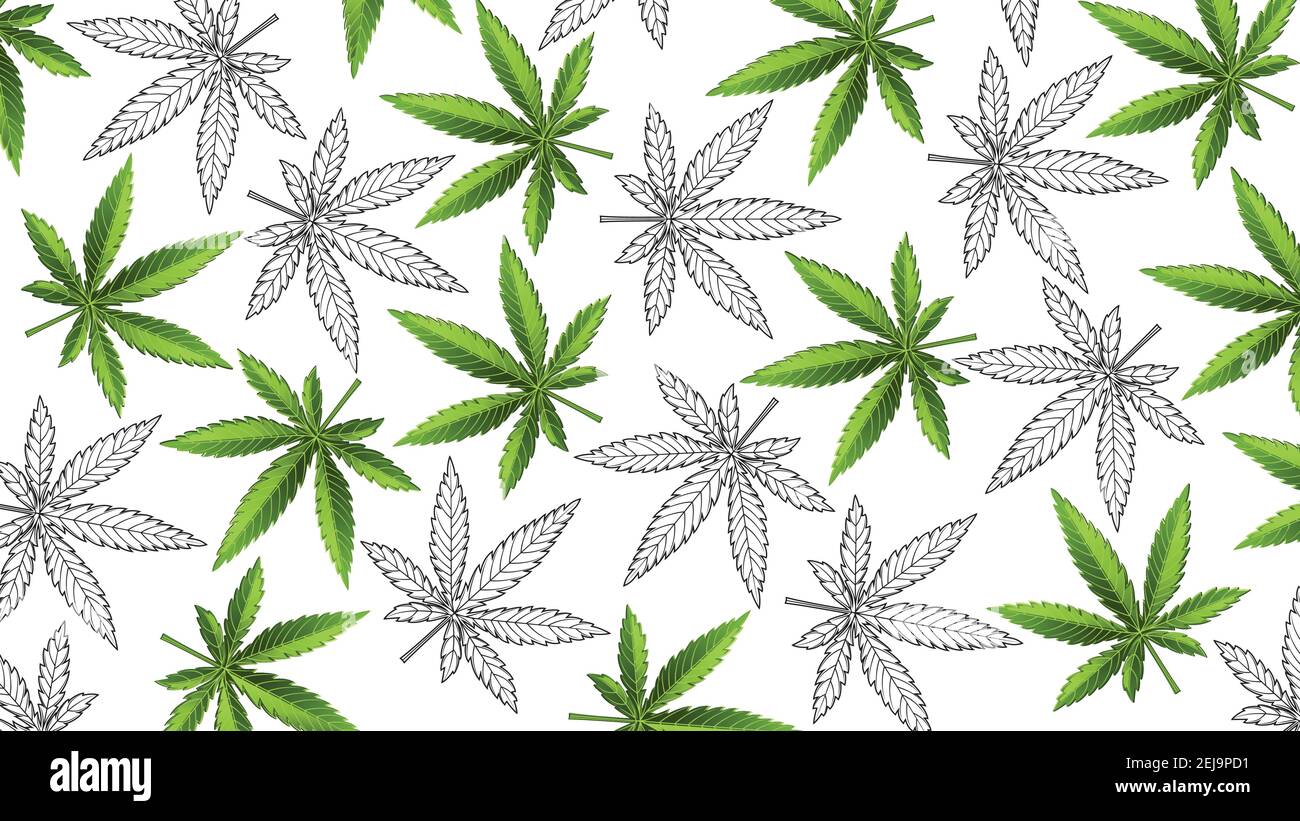 Marijuana leafs or cannabis leafs weed pattern Stock Vector