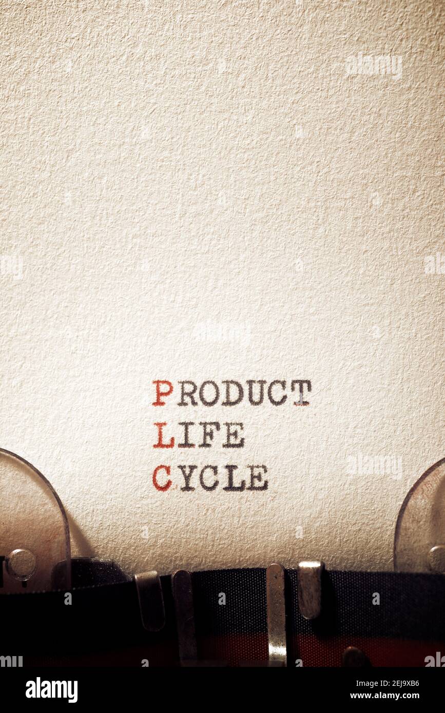 Product life cycle phrase written with a typewriter Stock Photo Alamy