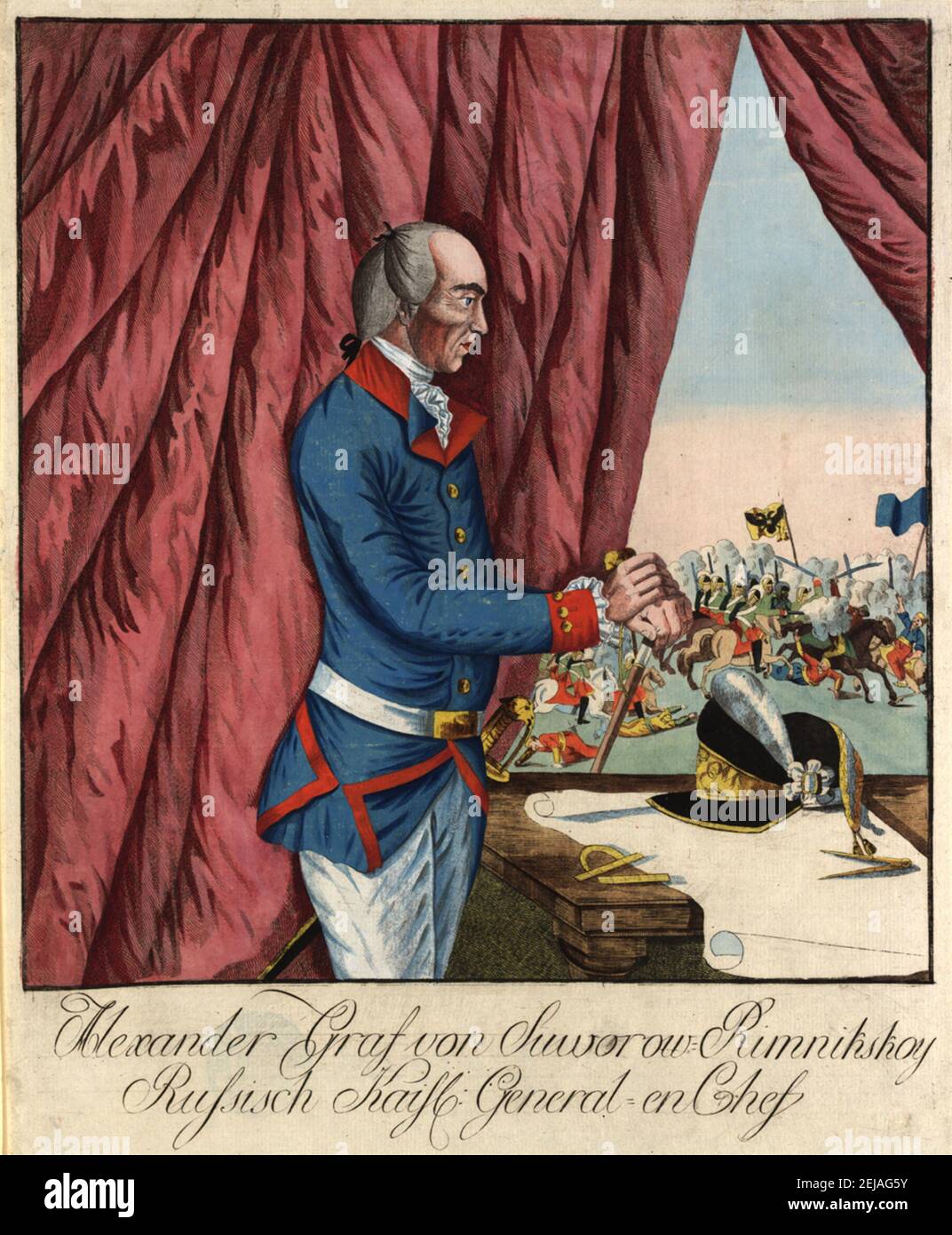 Field Marshal Generalissimo Prince Alexander Suvorov (1729-1800). Museum: PRIVATE COLLECTION. Author: JOHANN HIERONYMUS LOESCHENKOHL. Stock Photo