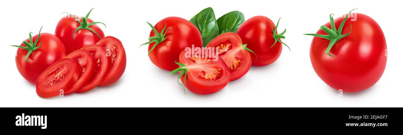 Tomato with slices isolated on white background with clipping path and ...