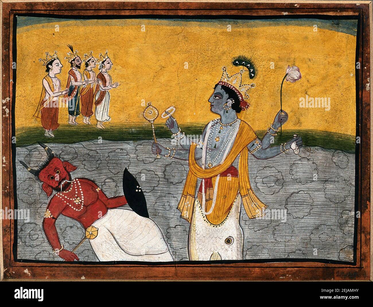 Matsya - avatar of Vishnu, killing the demon Hayagriva. Museum: PRIVATE ...