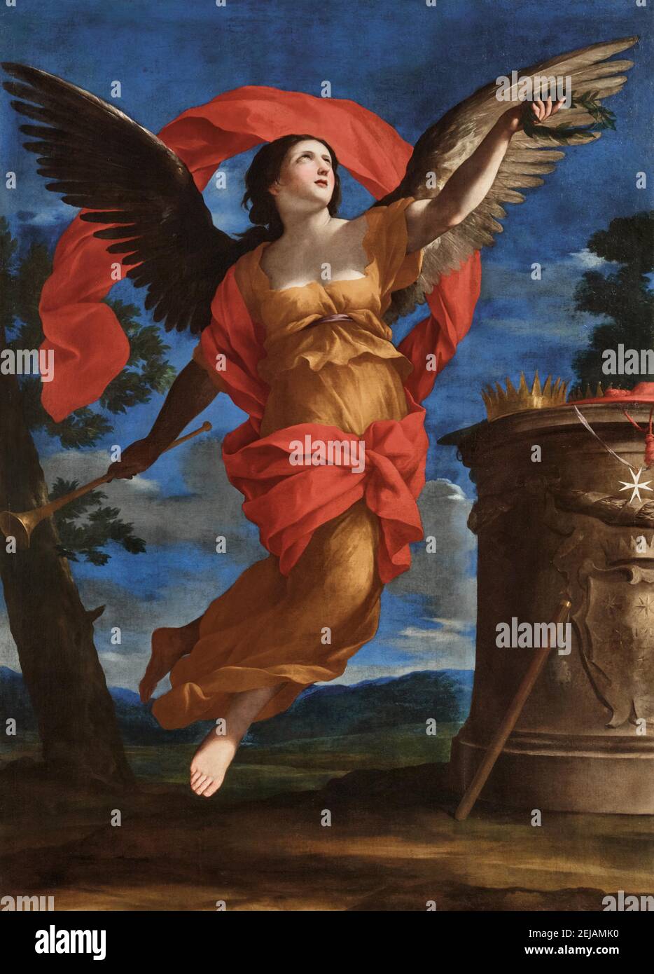 Allegory of Fame. Museum: PRIVATE COLLECTION. Author: GIOVANNI FRANCESCO ROMANELLI. Stock Photo