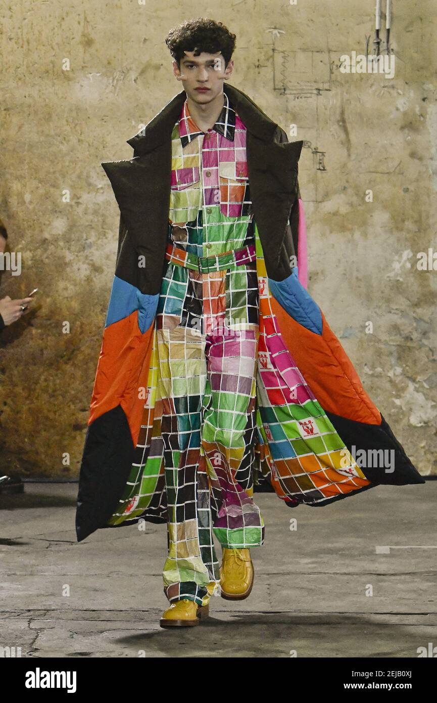 Model walks on the runway during the Walter van Beirendonck fashion show  during Paris Fashion Week Mens Fall Winter 2020-2021 in Paris, France on  Jan 15, 2020. (?Photo by Jonas Gustavsson/Sipa USA