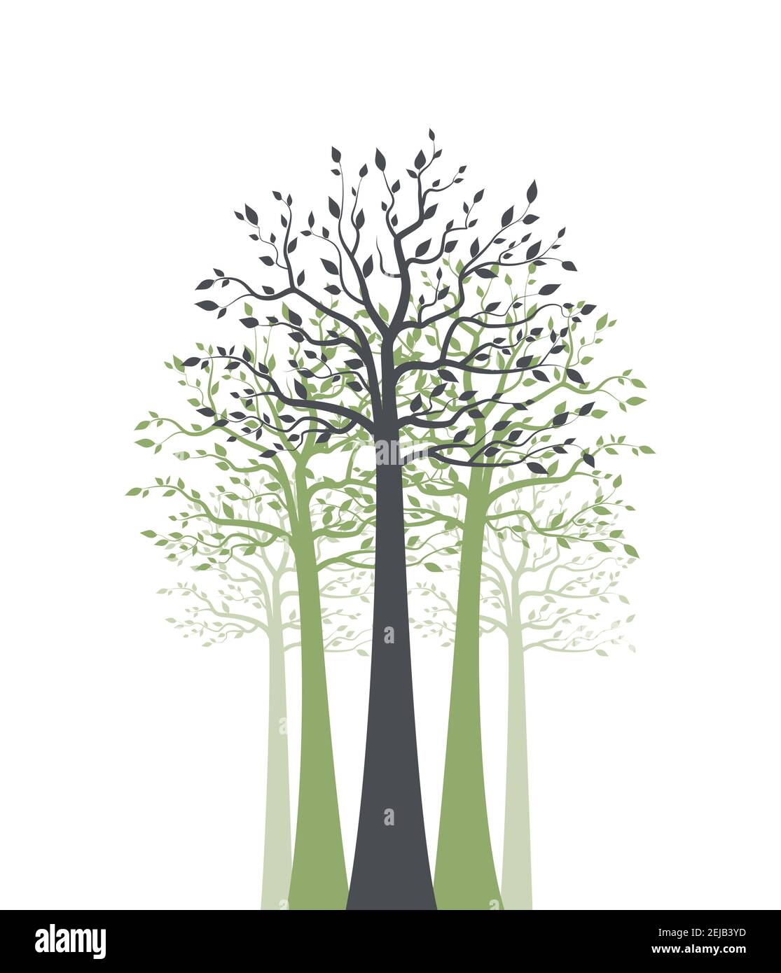 Green trees with leaves Stock Vector Image & Art - Alamy
