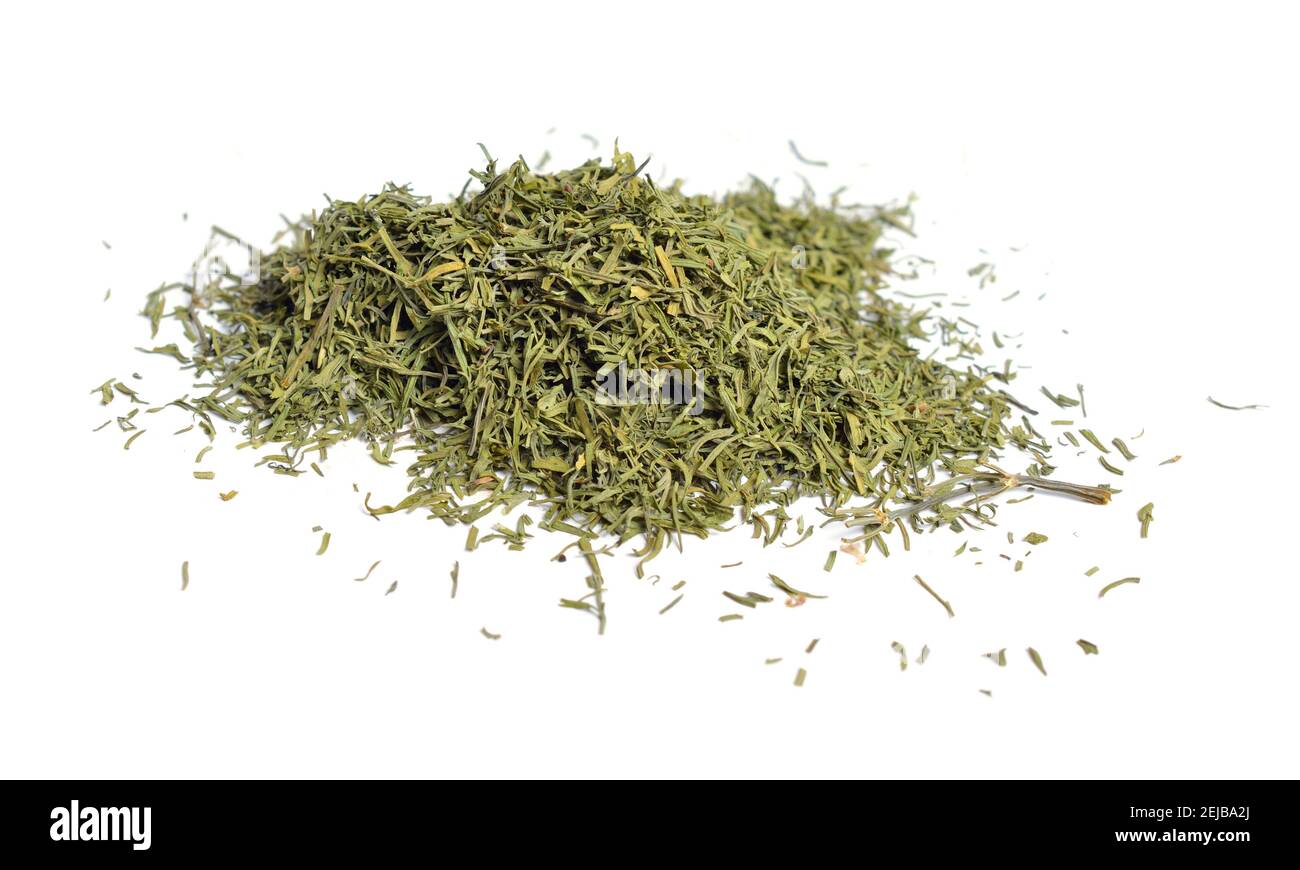Dried green dill isolated on white background. Stock Photo