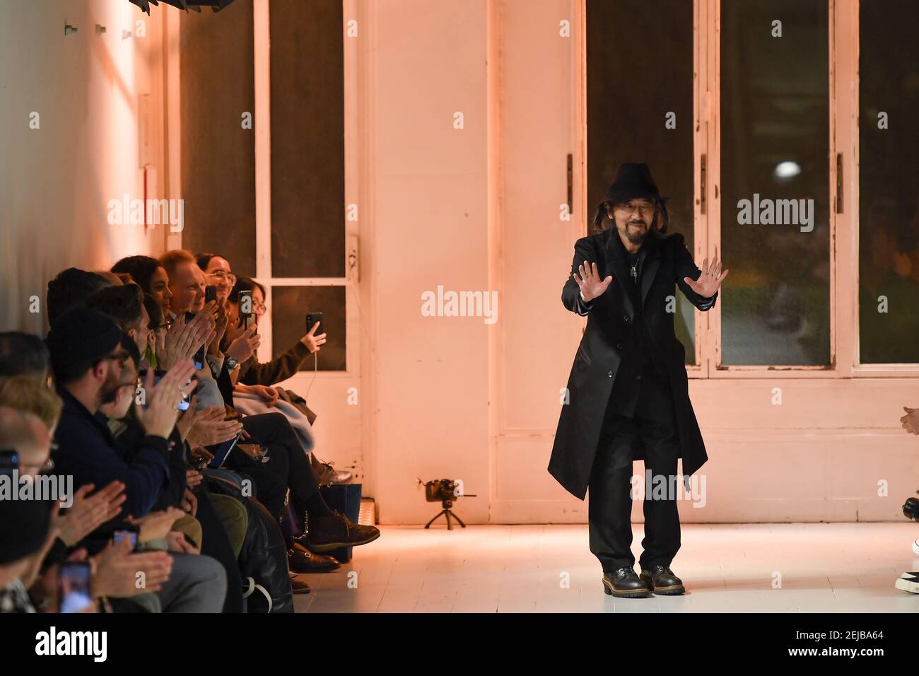 Model walks on the runway during the Louis Vuitton fashion show during Paris  Fashion Week Mens Fall Winter 2020-2021 in Paris, France on January 16,  2020. (Photo by Jonas Gustavsson/Sipa USA Stock