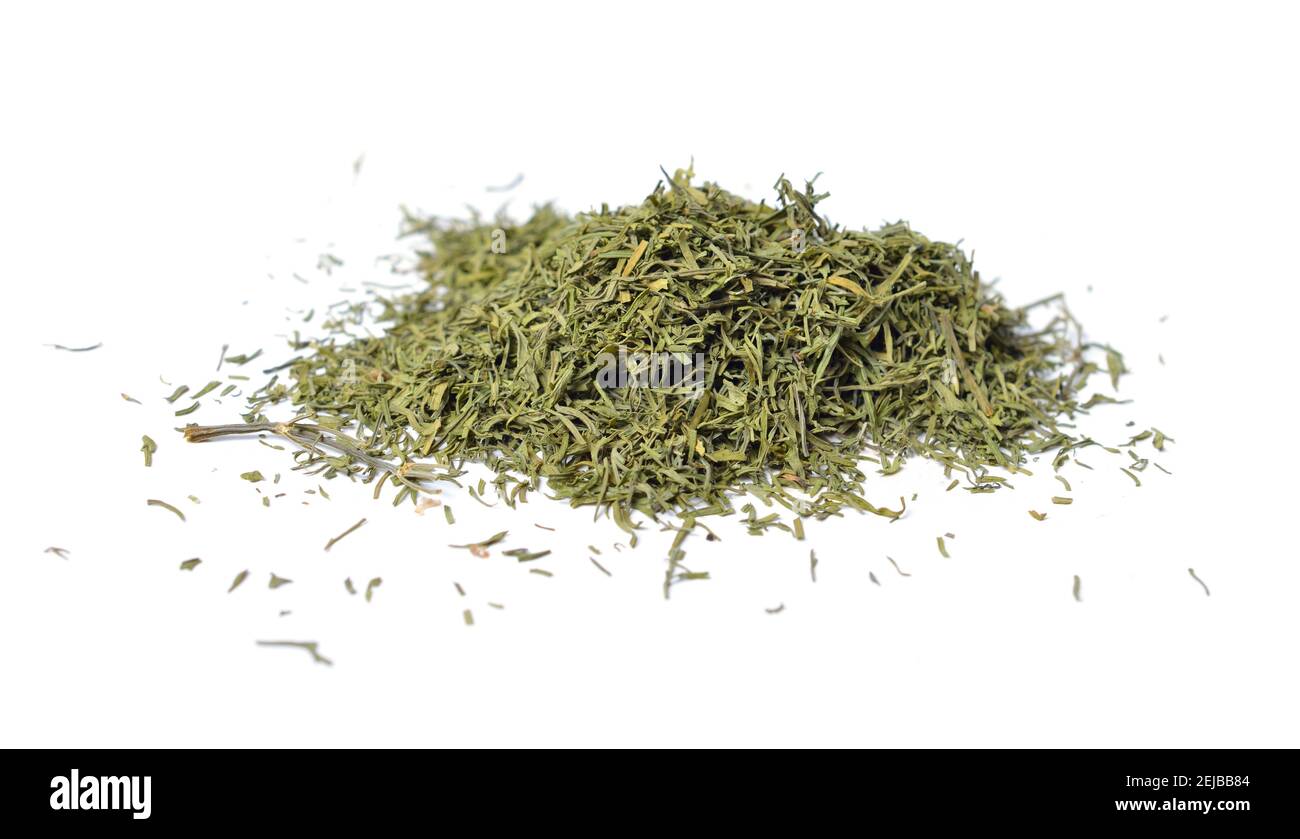 Dried green dill isolated on white background. Stock Photo