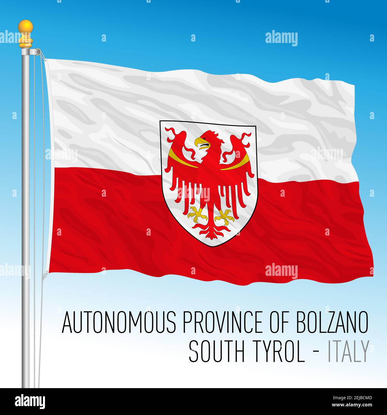 Autonomous Province of Bolzano - South Tyrol, flag of the province, Italian Republic, vector illustration Stock Vector